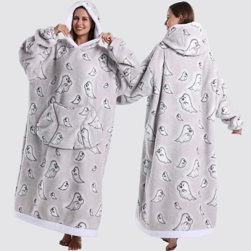 Sweatshirt com Capuz de Lã Ampla Estilo Aconchegante e Elegante Saco-Cama com Capuz
