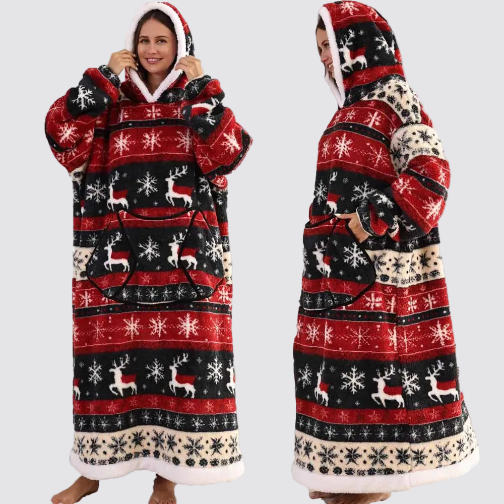 Sweatshirt com Capuz de Lã Ampla Estilo Aconchegante e Elegante Saco-Cama com Capuz
