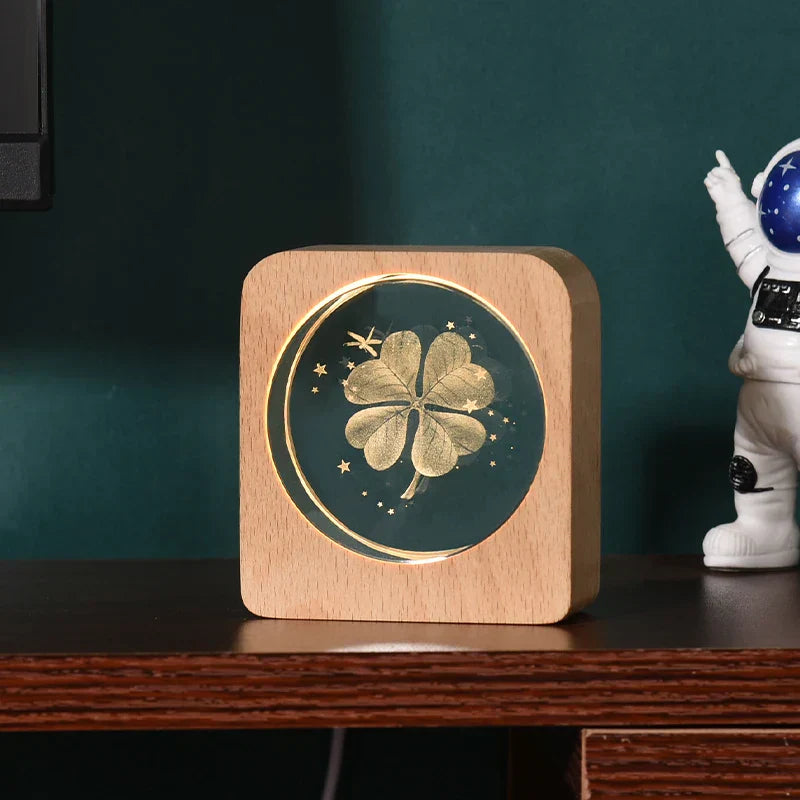 LumiWood - 3D Wooden Night Light with Engraving and Warm LED Lighting