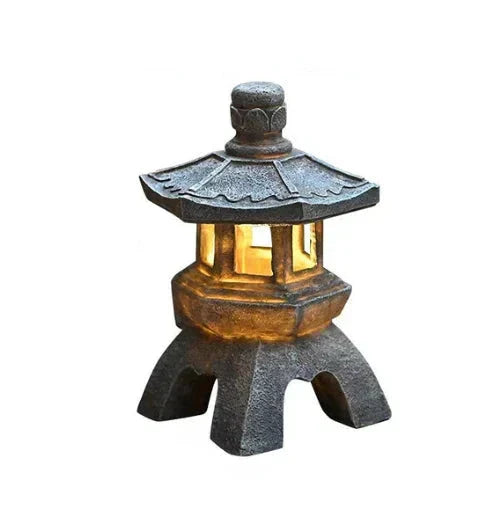 Farol de jardín japonés – Iluminación exterior solar LED resistente a la intemperie para jardines zen