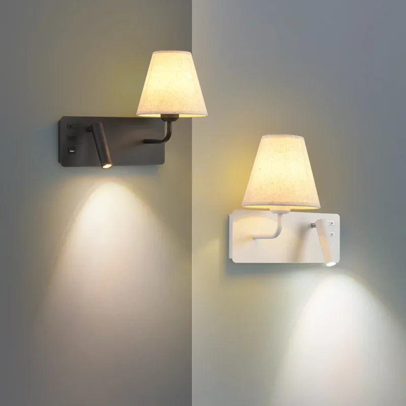 LuminoWall - Lampada da parete moderna con USB e luce da lettura