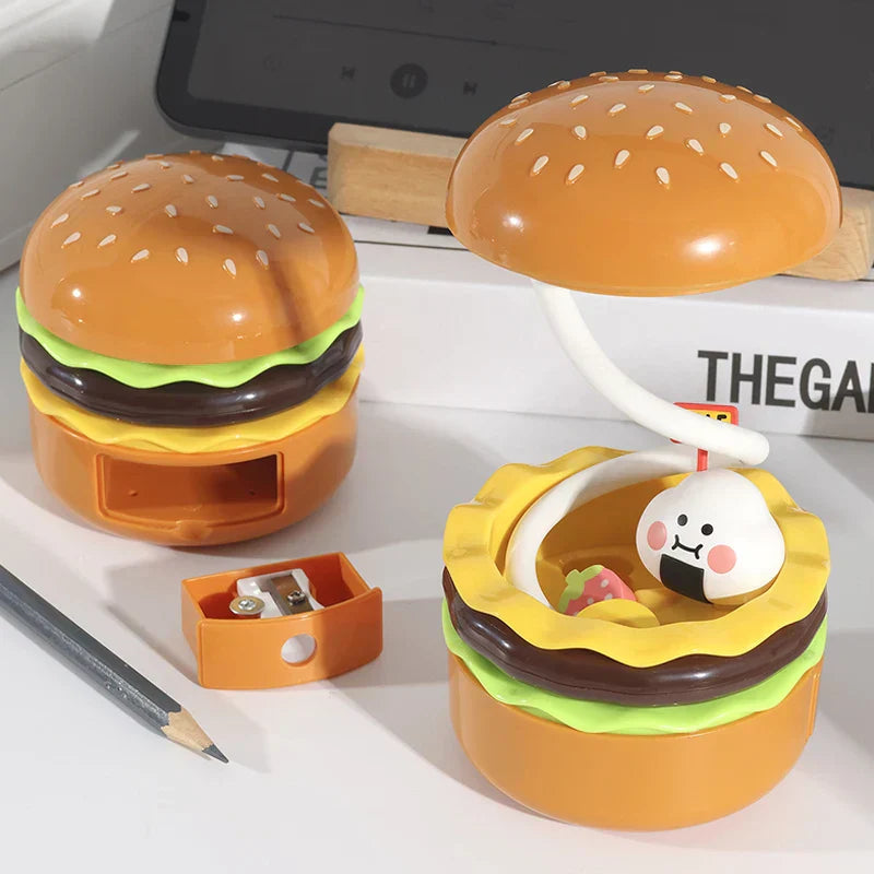 LumiGlow - LED Hamburger Night Lamp with Pencil Sharpener, Creative Desk Lamp