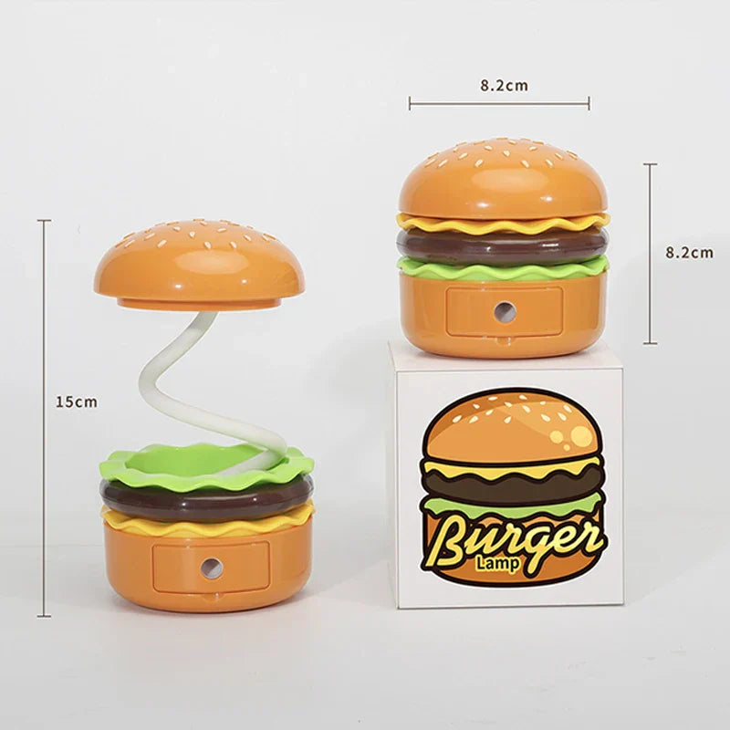 LumiGlow - LED Hamburger Night Lamp with Pencil Sharpener, Creative Desk Lamp