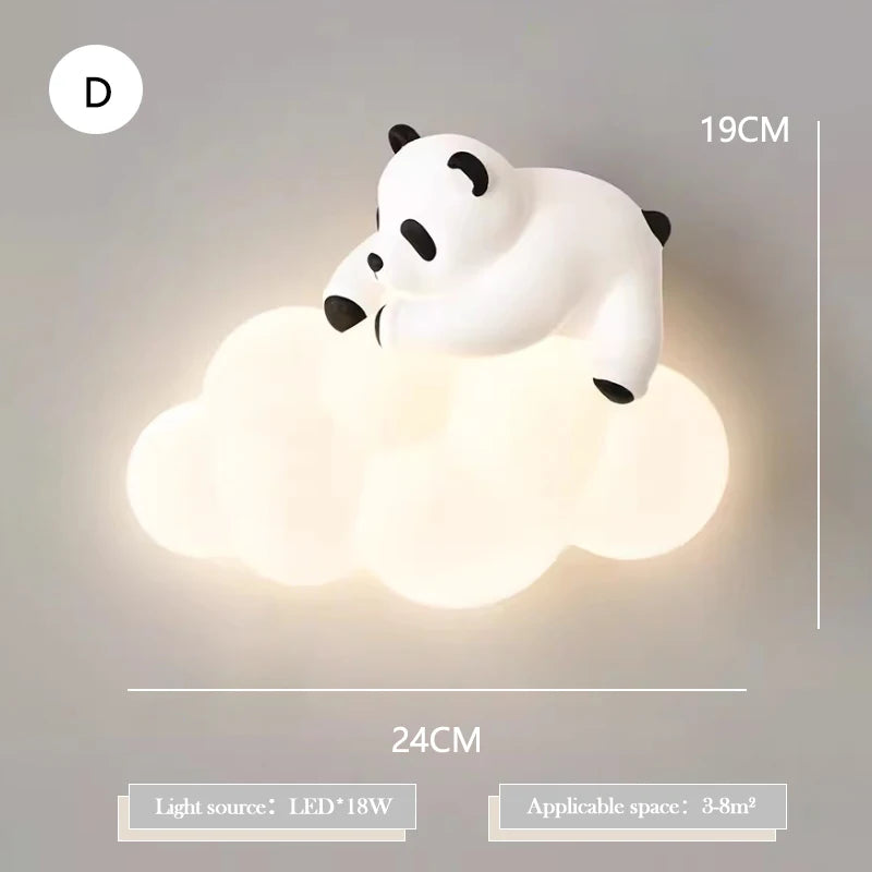 PandaLicht - Candeeiro de Parede LED Panda Sombrio para Quartos de Crianças