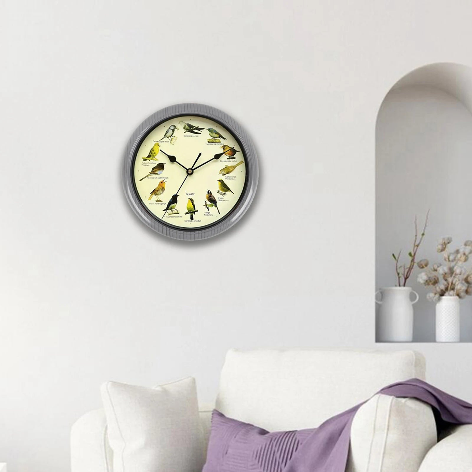 VogelZang - 10 Inch Singing Bird Wall Clock for Stylish Home Decoration