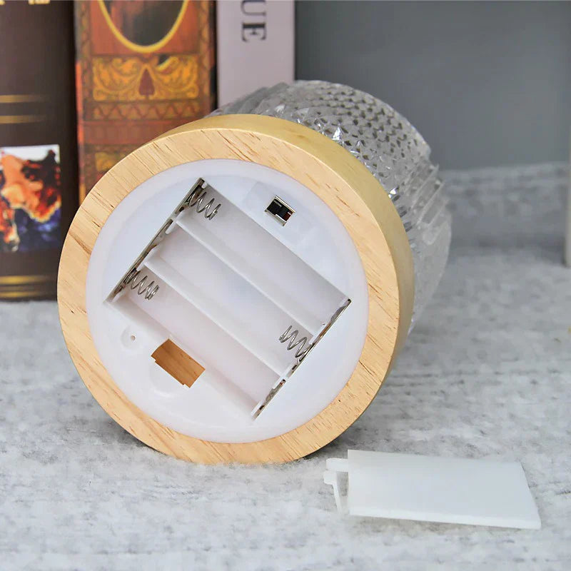 NordicGlow - Candeeiro de Mesa LED Regulável com Design em Cristal e Iluminação Poupa-Energia
