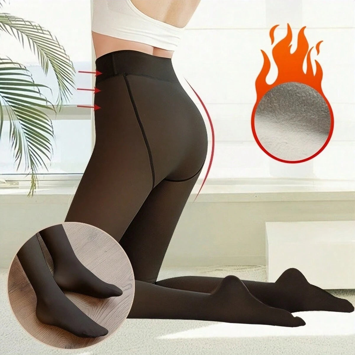 Womens Thermal Leggings Fleece Lining Warming Properties