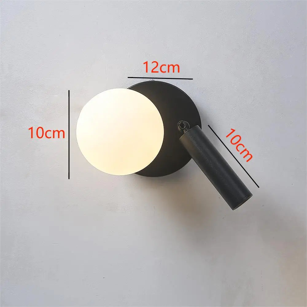 NordicLux - Modern LED Bed Lamp Rotating Glass Wall Lamp Bedroom and Living Room Decor