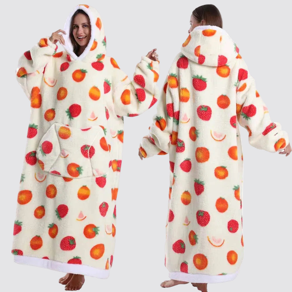 Sweatshirt com Capuz de Lã Ampla Estilo Aconchegante e Elegante Saco-Cama com Capuz