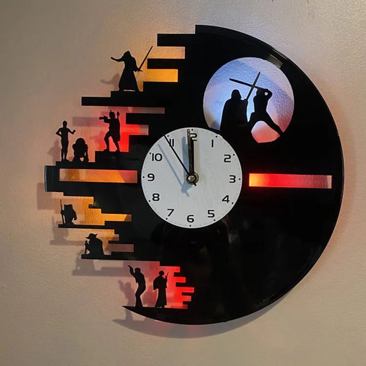 StarWarsVinyl - Decorative LED Wall Clock for Bedroom and Living Room