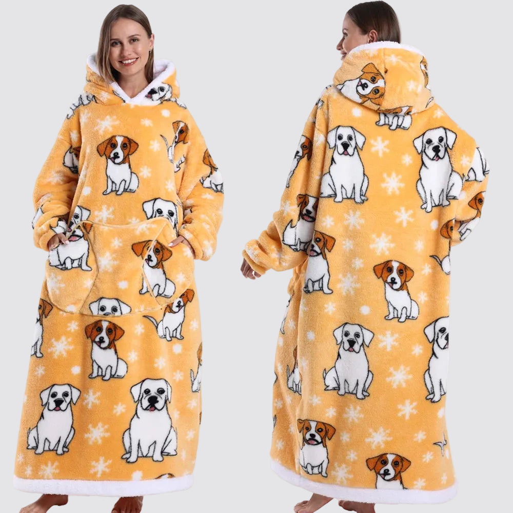 Sweatshirt com Capuz de Lã Ampla Estilo Aconchegante e Elegante Saco-Cama com Capuz