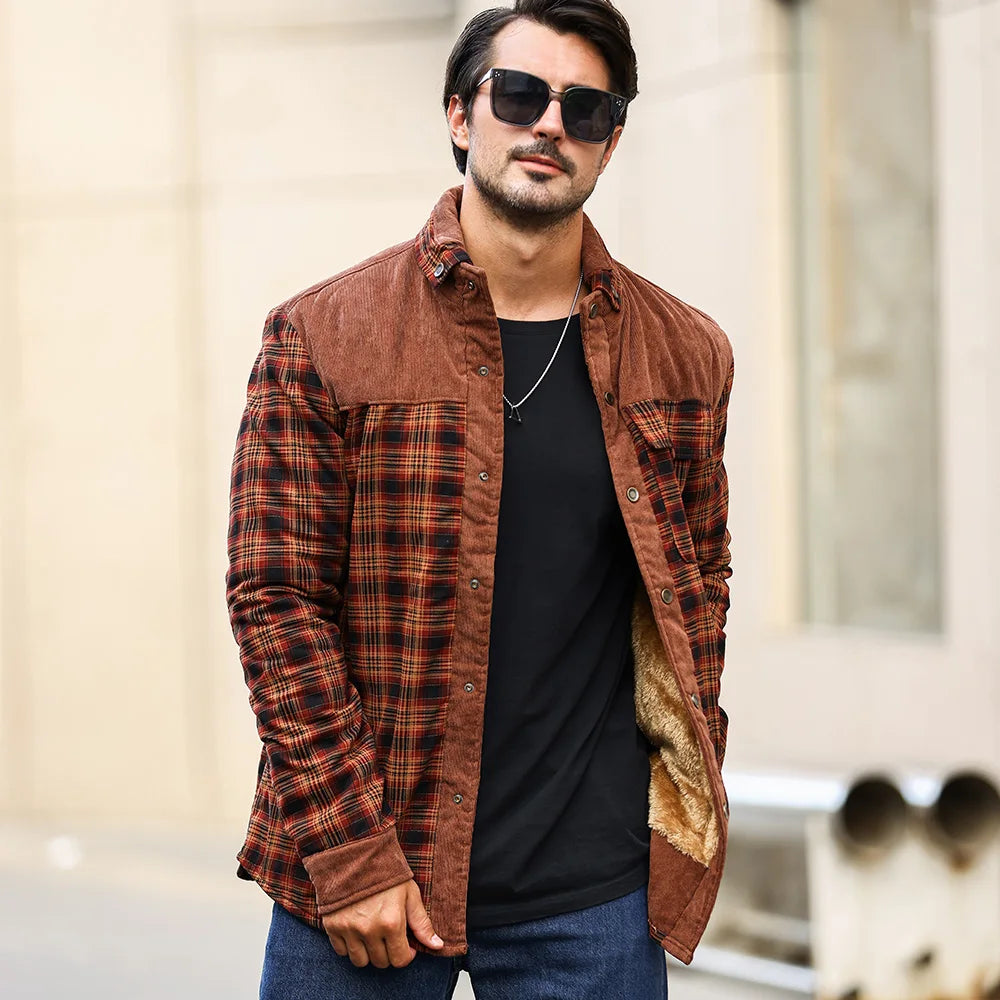 Giacca Uomo Inverno Flanella Quadri Imbottita Calda