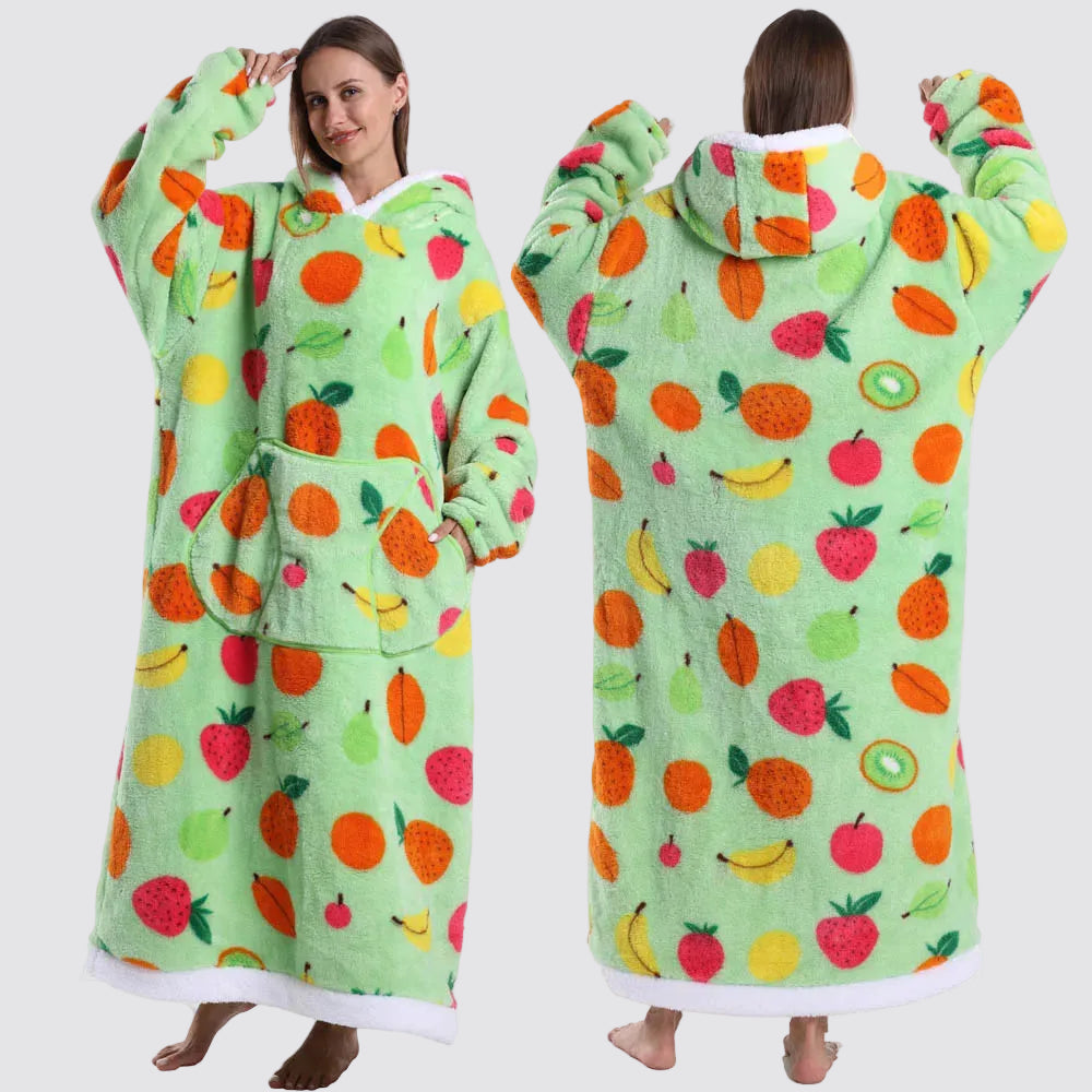 Sweatshirt com Capuz de Lã Ampla Estilo Aconchegante e Elegante Saco-Cama com Capuz