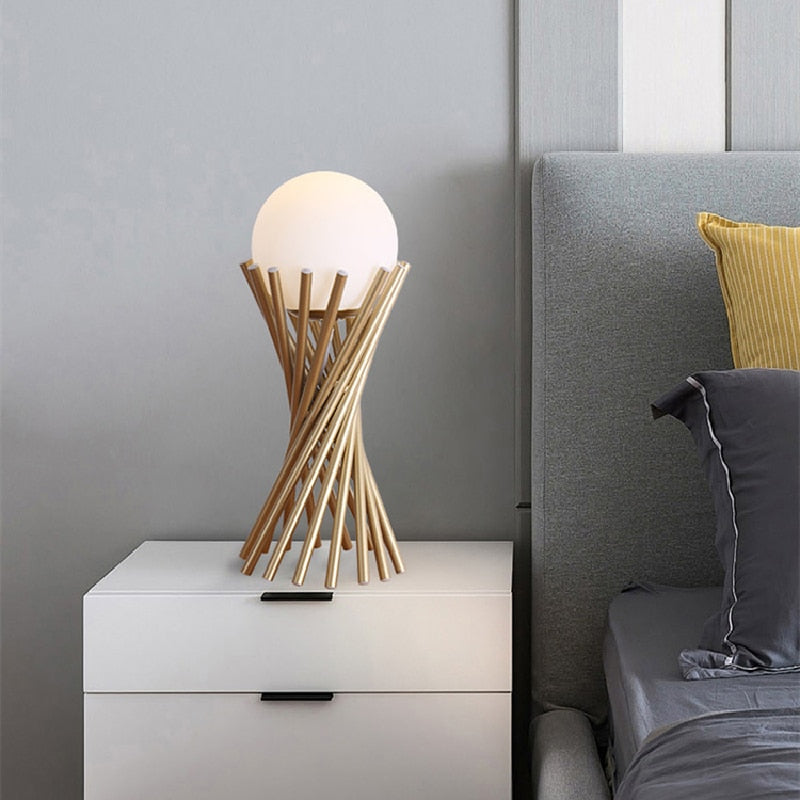 LumiGlobe - Modern Golden Table Lamp with LED Lighting