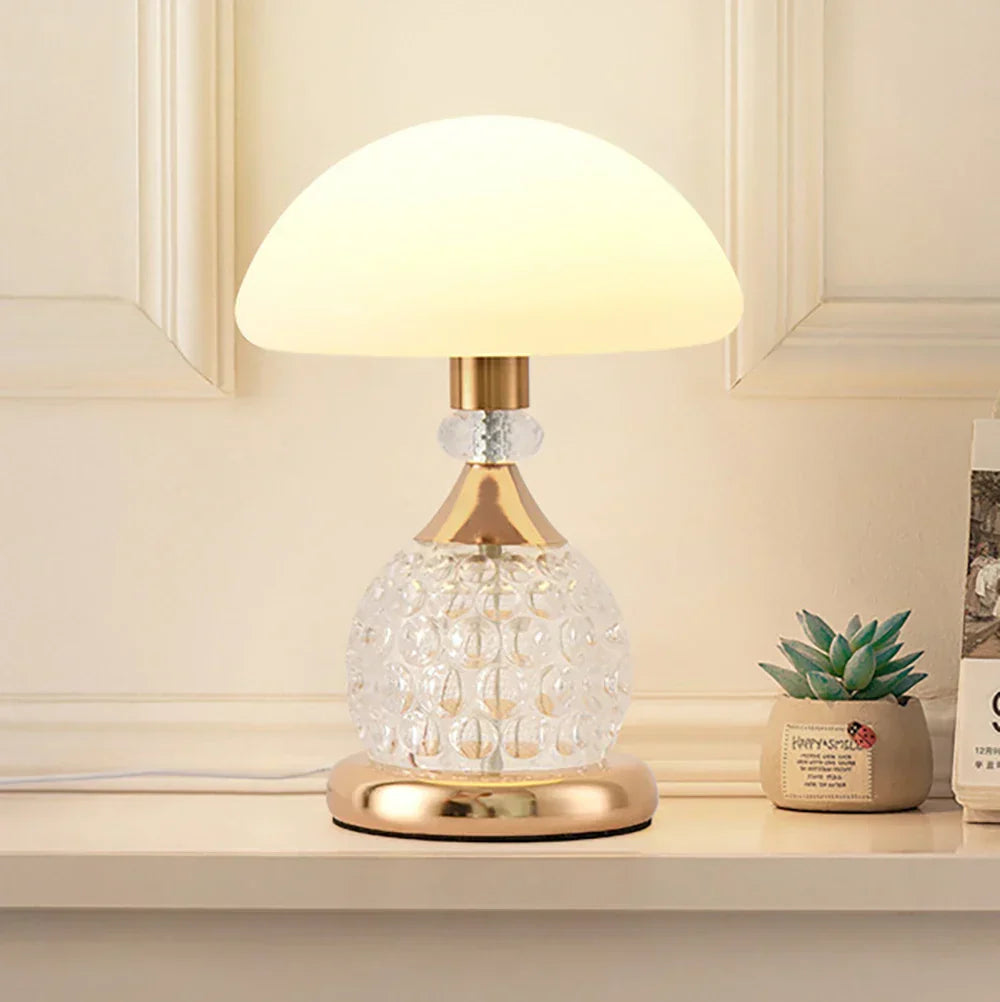 GlowMush - Lampada da tavolo LED decorativa a forma di fungo di cristallo, illuminazione d'atmosfera vintage