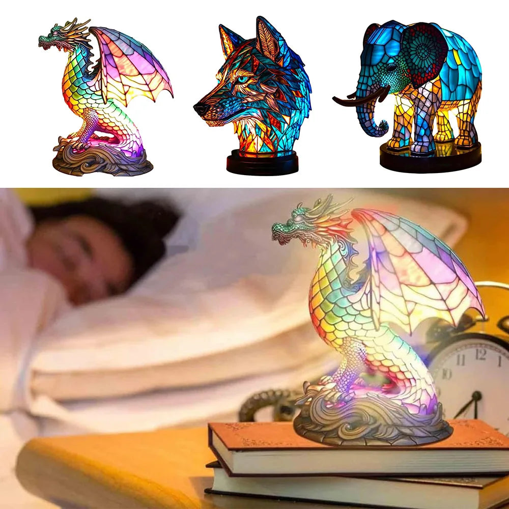 LumeWolf - LED Tafellamp met Wolf Ontwerp – Handgemaakte Decoratieve Verlichting