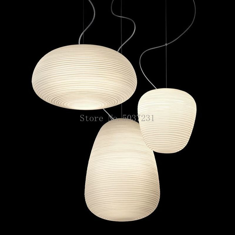 Lampada a sospensione in vetro bianco neve contemporanea