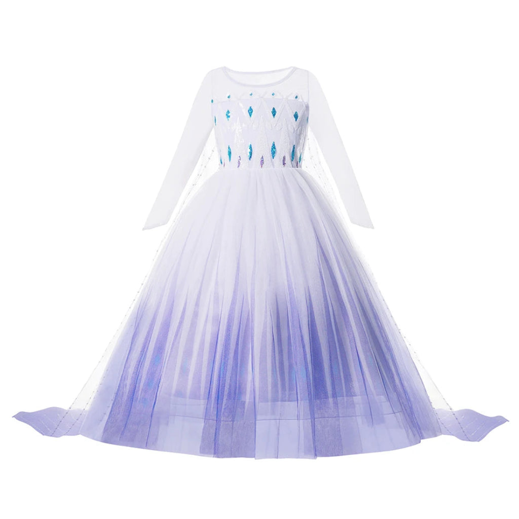 Fato de Halloween Princesa Menina Azul com Manto Elegante