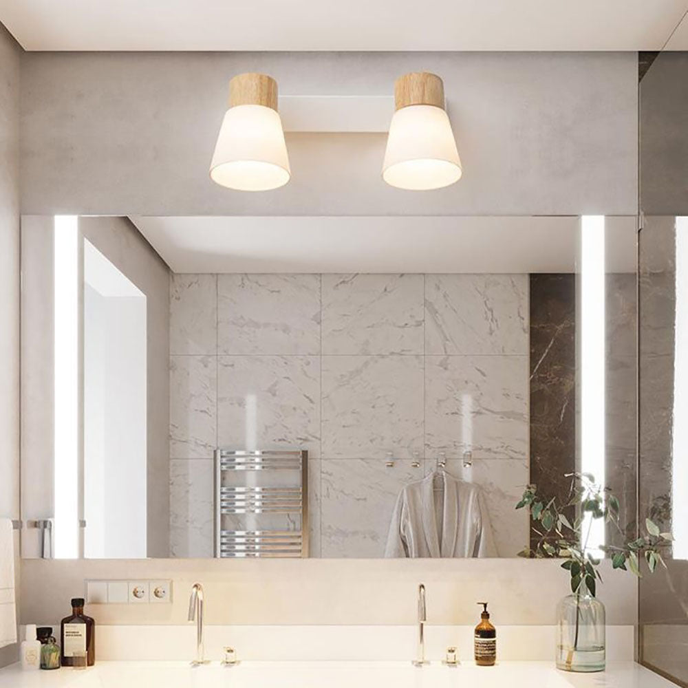 Lámpara de varita LED nórdica Ozawa Madera/Vidrio Salón/Comedor Blanco