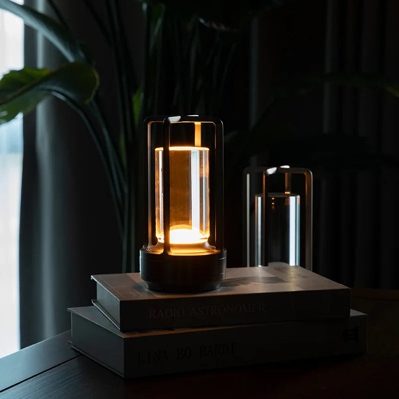 CrystalGlow - Candeeiro de Mesa de Cristal Recarregável Sem Fios – Iluminação Ambiente LED para Sala de Estar e Varanda
