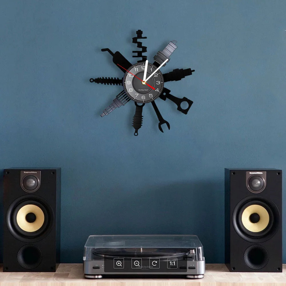 Auto Repair - Vinyl Wall Clock with Modern Garage Design