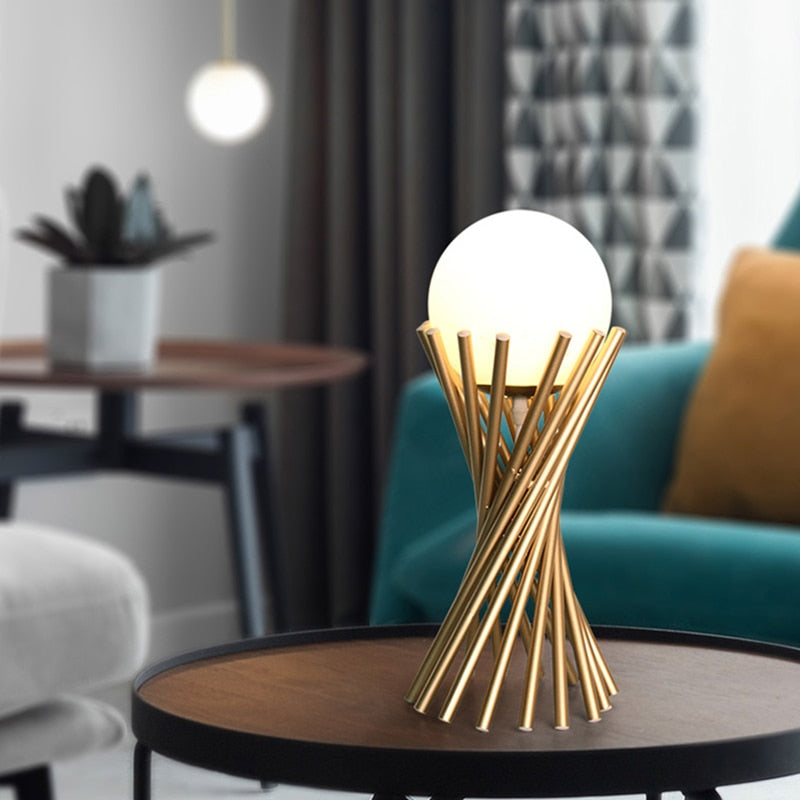 LumiGlobe - Modern Golden Table Lamp with LED Lighting