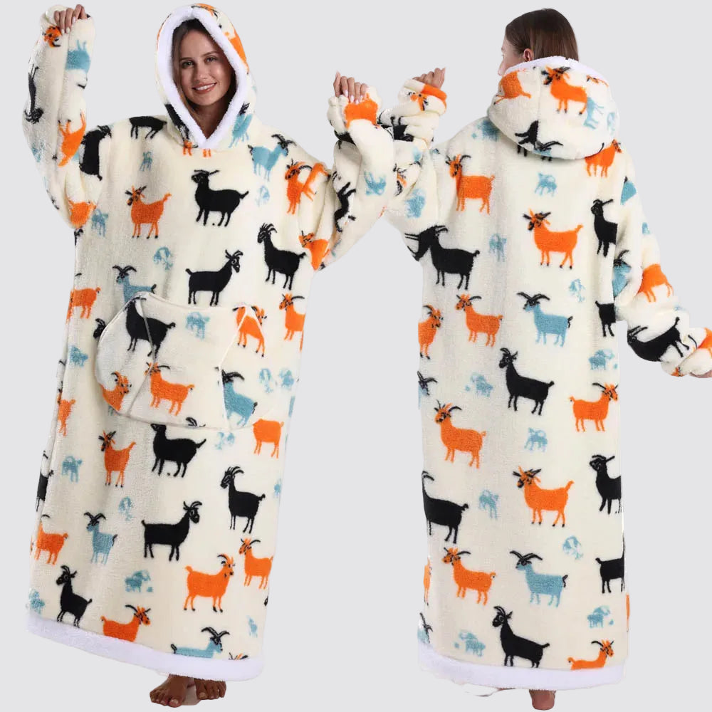 Sweatshirt com Capuz de Lã Ampla Estilo Aconchegante e Elegante Saco-Cama com Capuz