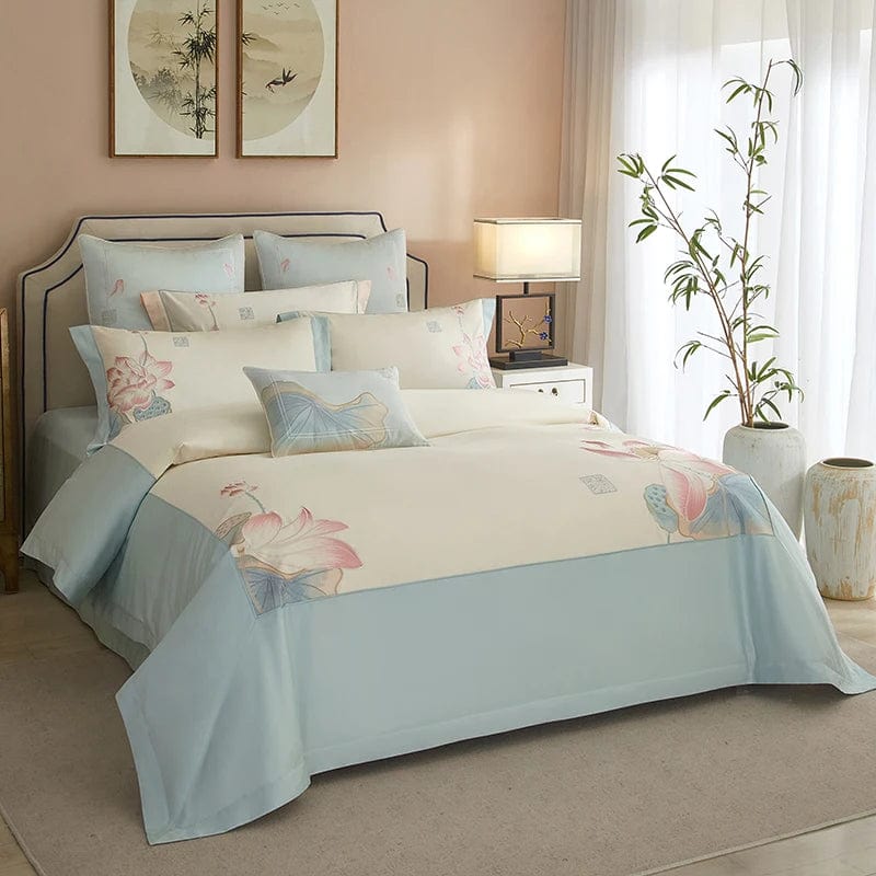Set copripiumino Lotus Blue (Cotone Egiziano)