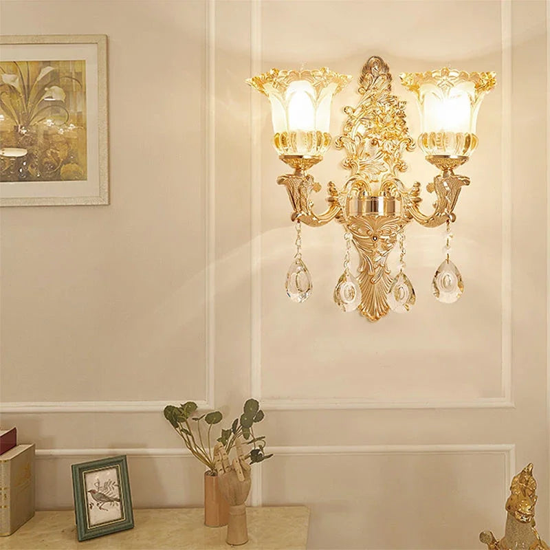 CrystalElegance - Luxury Crystal Wall Lamp for Bedroom and Living Room
