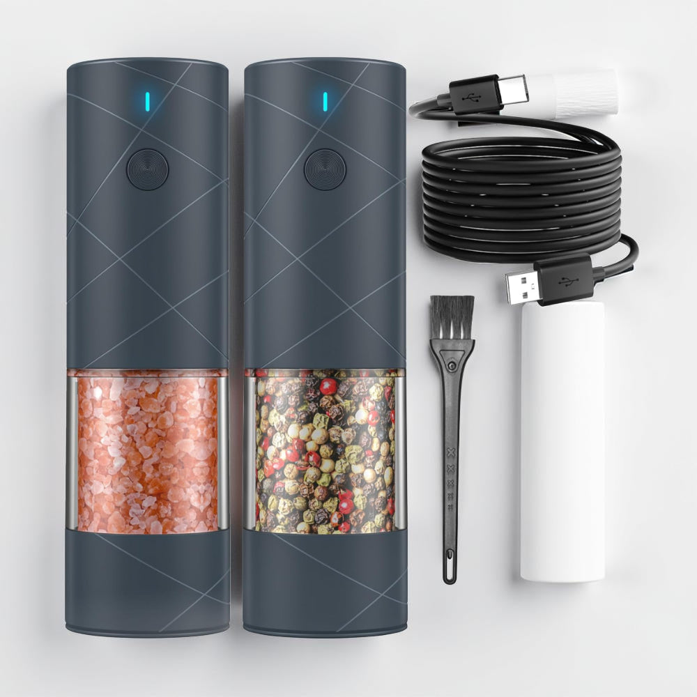 Salt Pepper Mill Electric Rechargeable Kitchen Set