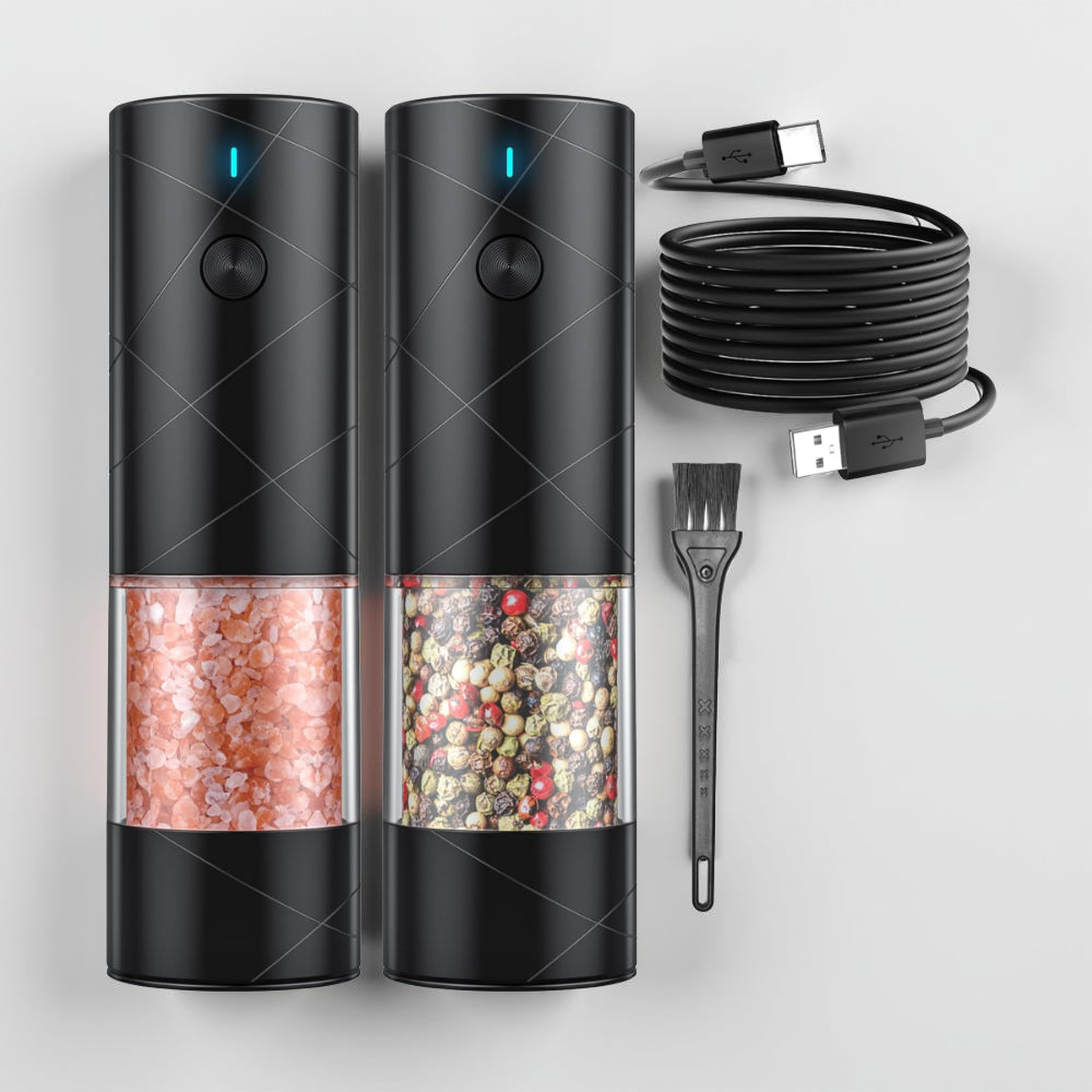 Salt Pepper Mill Electric Rechargeable Kitchen Set