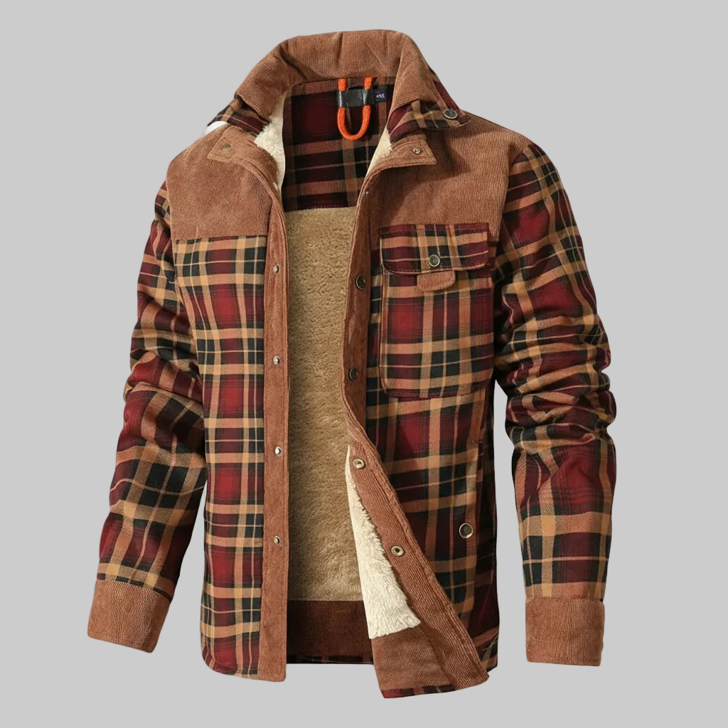 Men's Winter Coat Flannel Plaid Lined Warm
