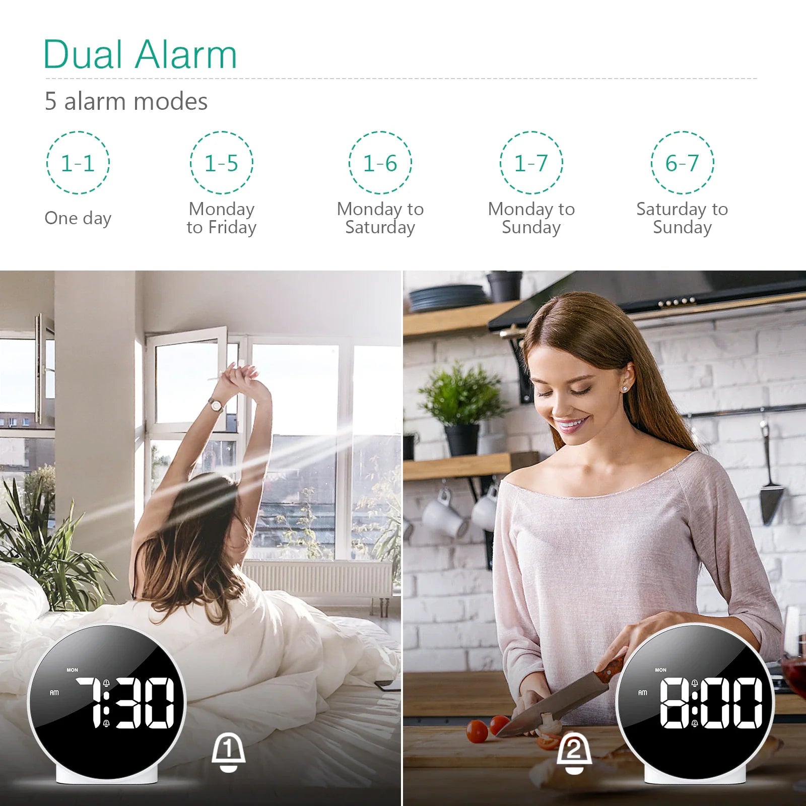 Orologio Digitale Compatto a LED con Porta USB