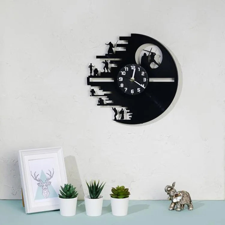StarWarsVinyl - Decorative LED Wall Clock for Bedroom and Living Room