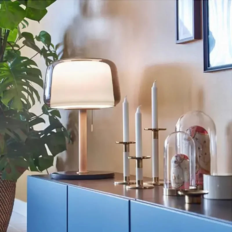 LumeHaven – Night Lamp with Wooden Base and LED Lighting