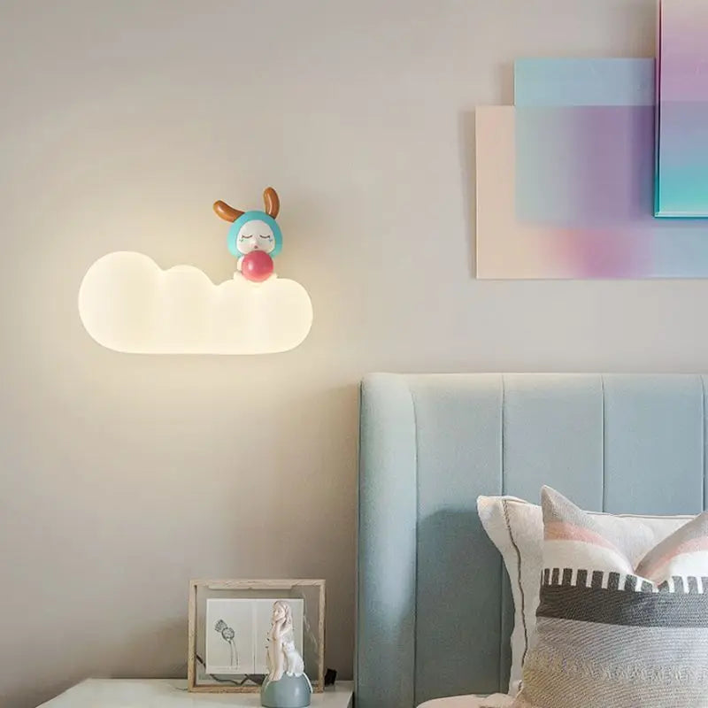 KinderDroom - Candeeiro de Parede para Quarto de Criança com Design de Animais de Banda Desenhada LED
