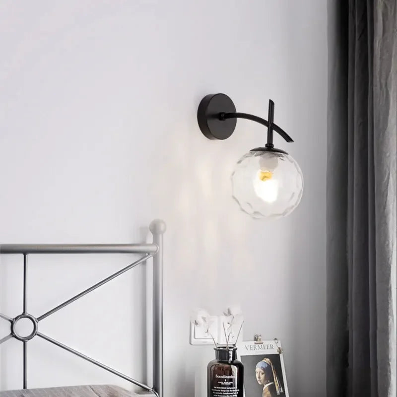 Lámpara de pared LumiWandlamp - Iluminación de dormitorio de vidrio negro y dorado