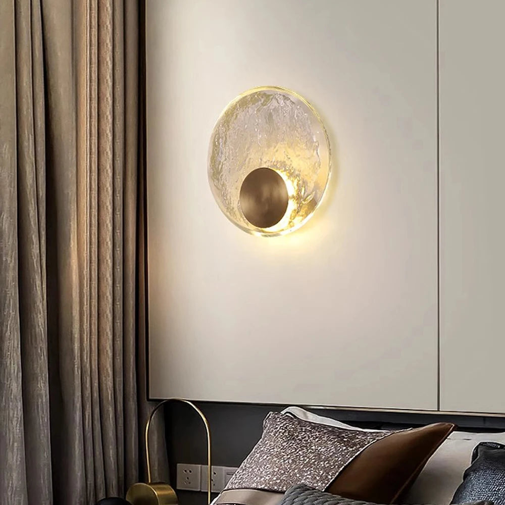 CrystalLicht - Lampada da parete moderna a LED con cristalli per camera da letto e soggiorno