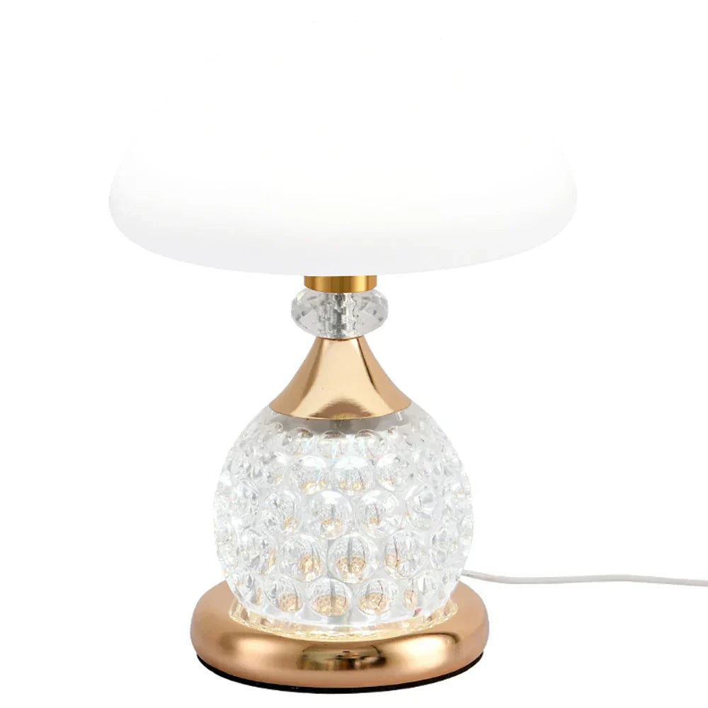 LuxeGlow - Candeeiro de Mesa Vintage em Cristal com Design de Cogumelo e Iluminação Regulável