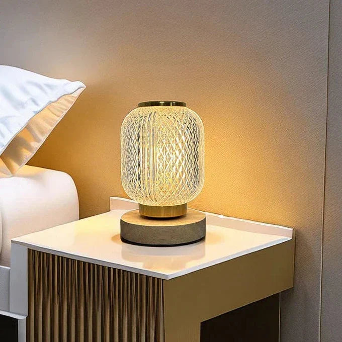 NordicGlow - Candeeiro de Mesa LED Regulável com Design em Cristal e Iluminação Poupa-Energia