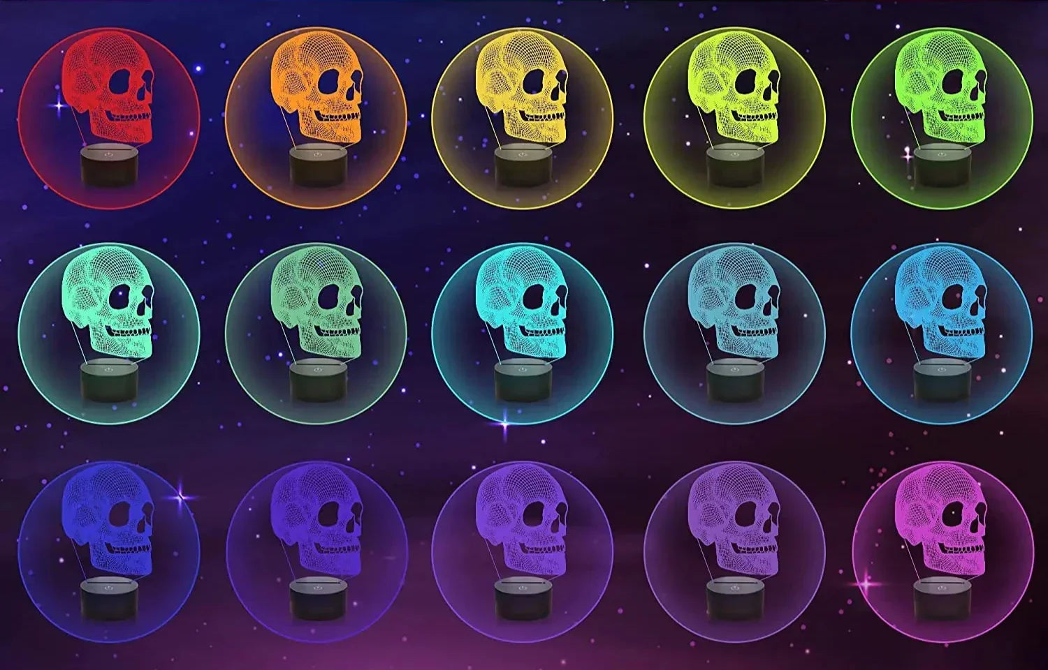 GlowSkull - 3D LED Night Light for Children with Color Change and Remote Control