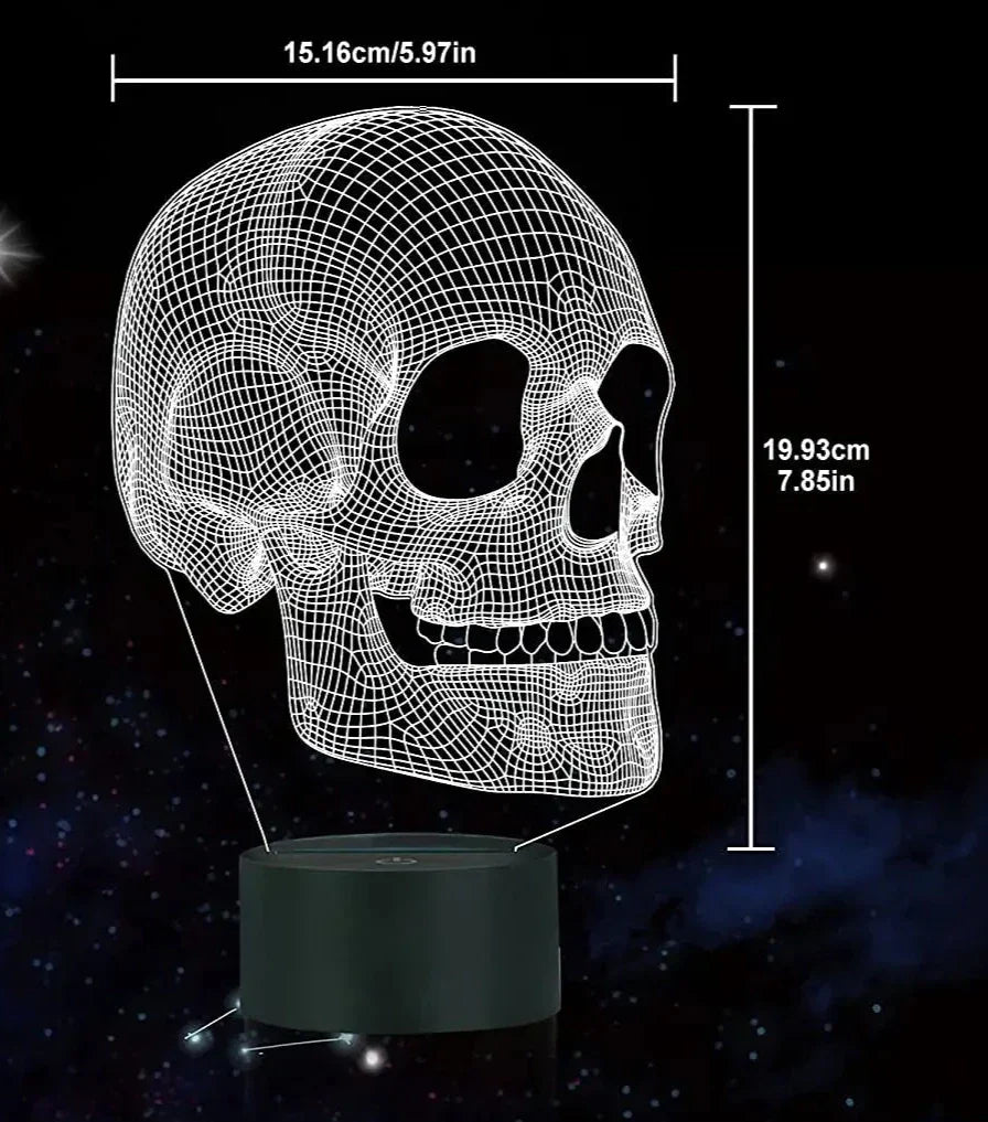 GlowSkull - 3D LED Night Light for Children with Color Change and Remote Control