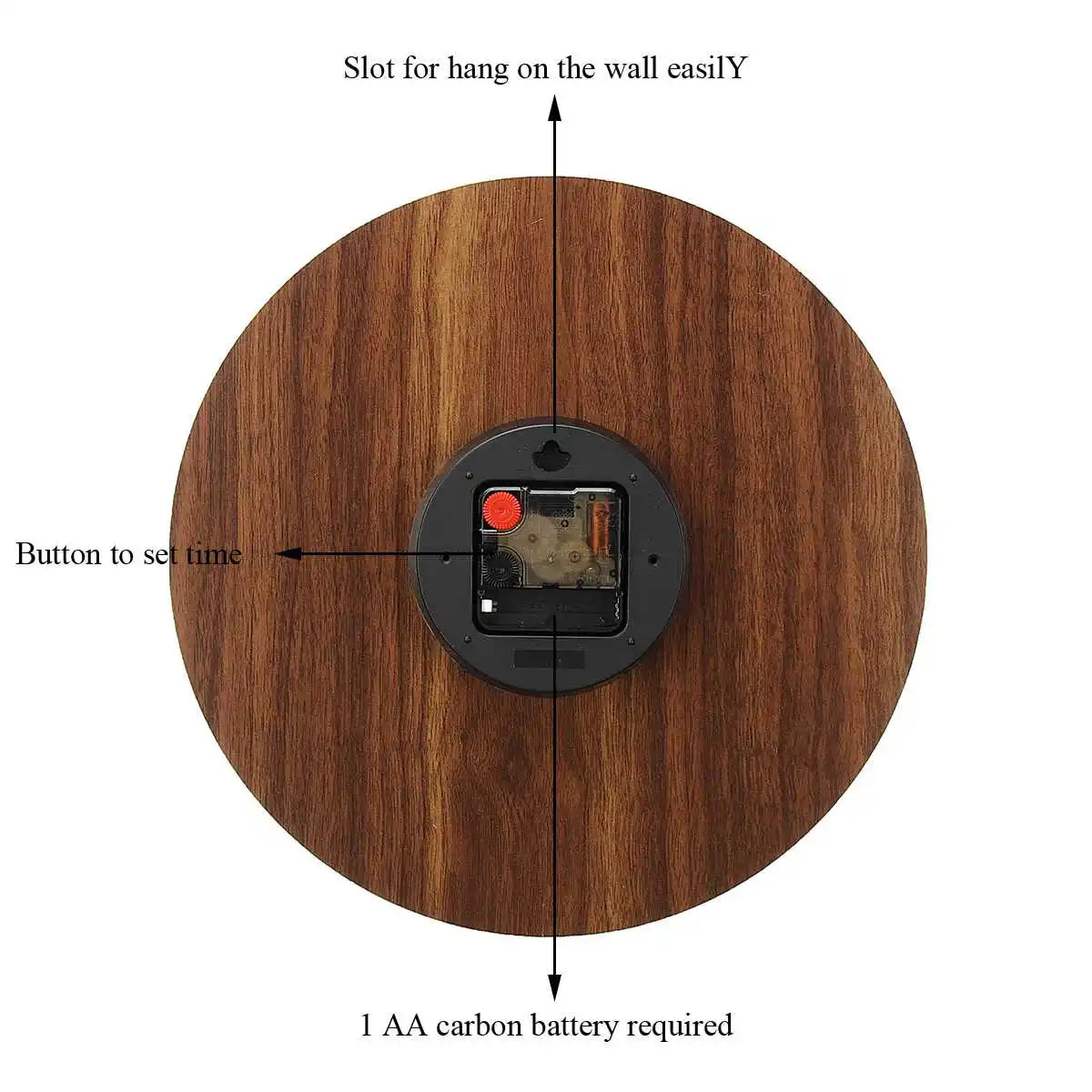 GlowClock - Silent Wooden Wall Clock with Night Light