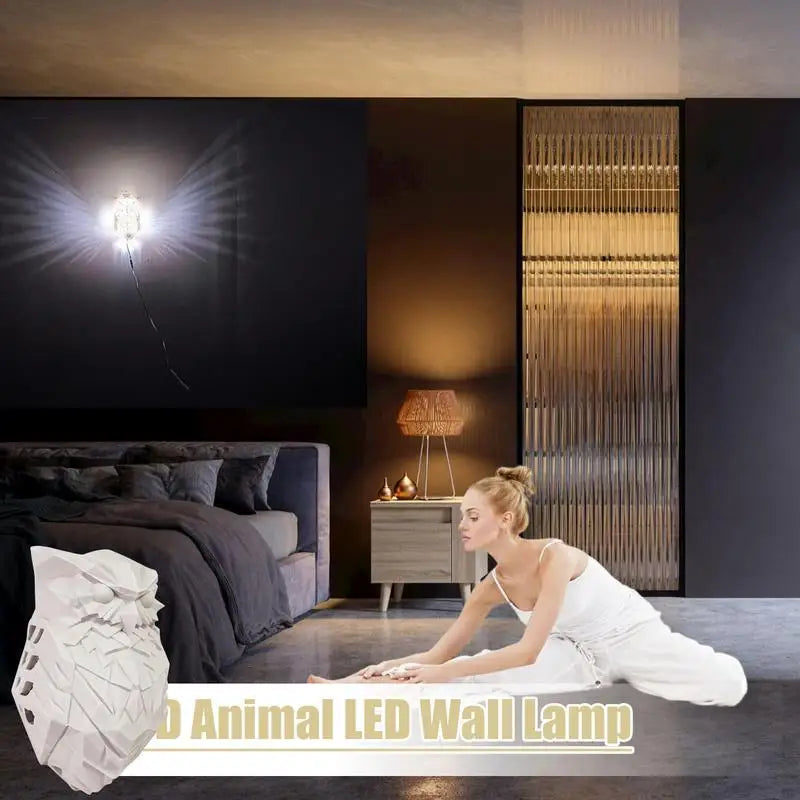OwlLight - Lampada da parete 3D a forma di gufo per camera da letto e corridoio