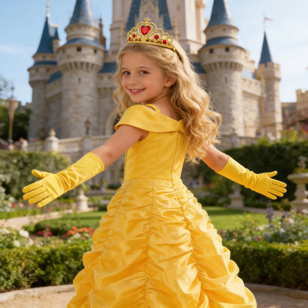 Fato de Halloween Princesa Menina Amarelo Elegante Completo