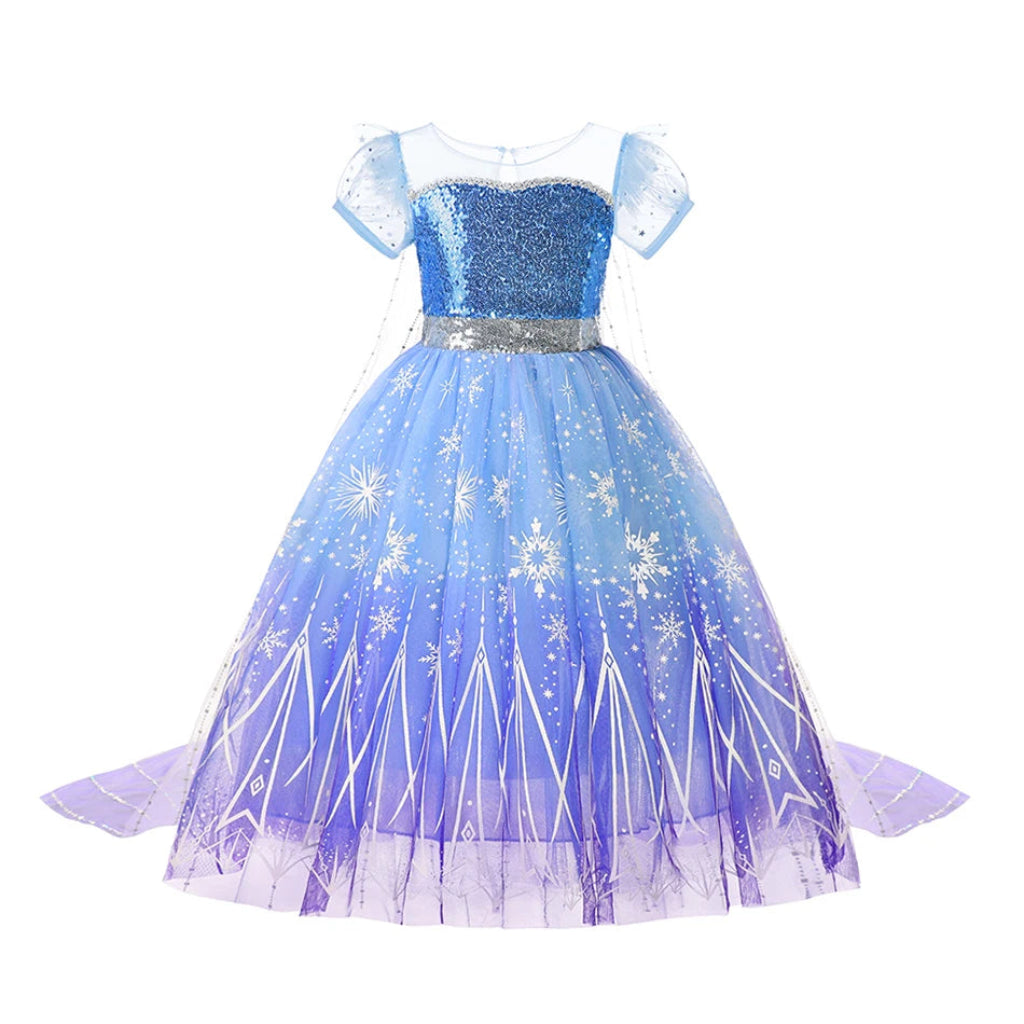 Fato de Halloween Princesa Menina Azul com Manto Elegante