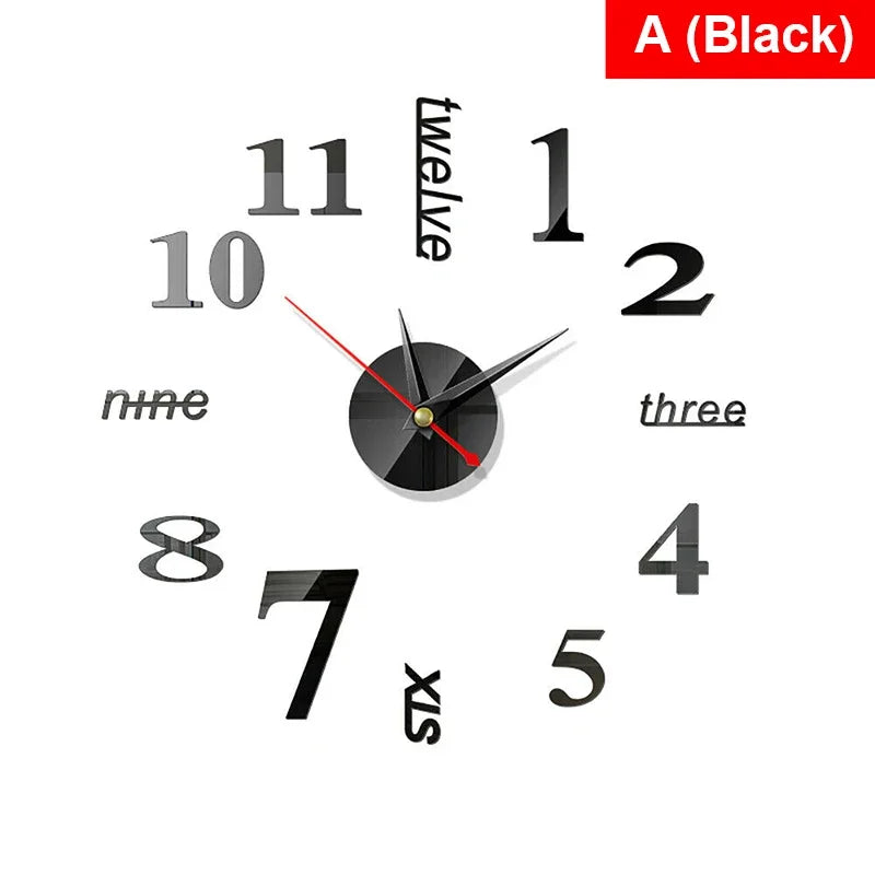 3D Mirror - Roman Numerals DIY Wall Clock for Modern Decoration
