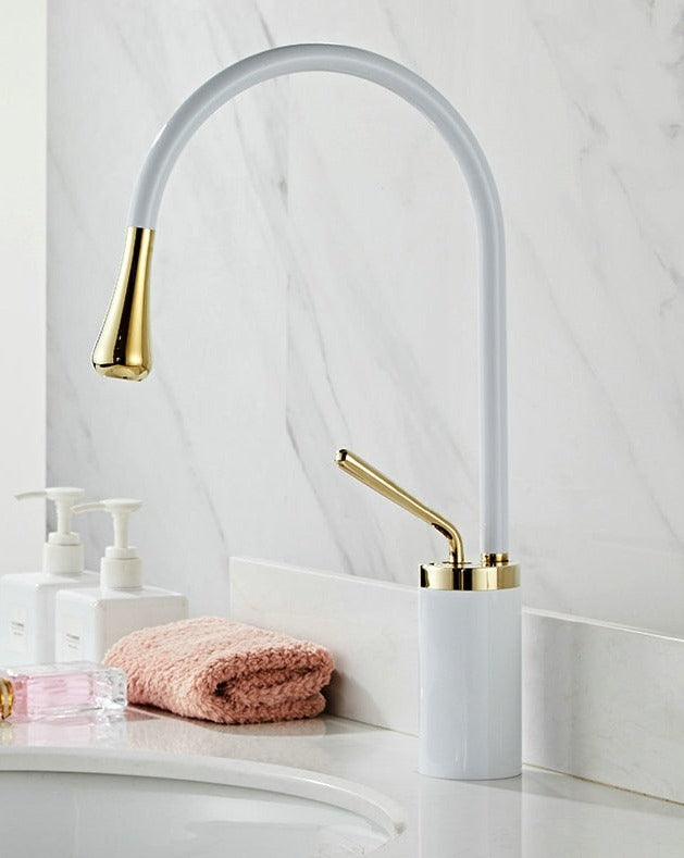Torneira de Lavatório Estilo Gotas para Casa de Banho Giratória Torneira de Cascata