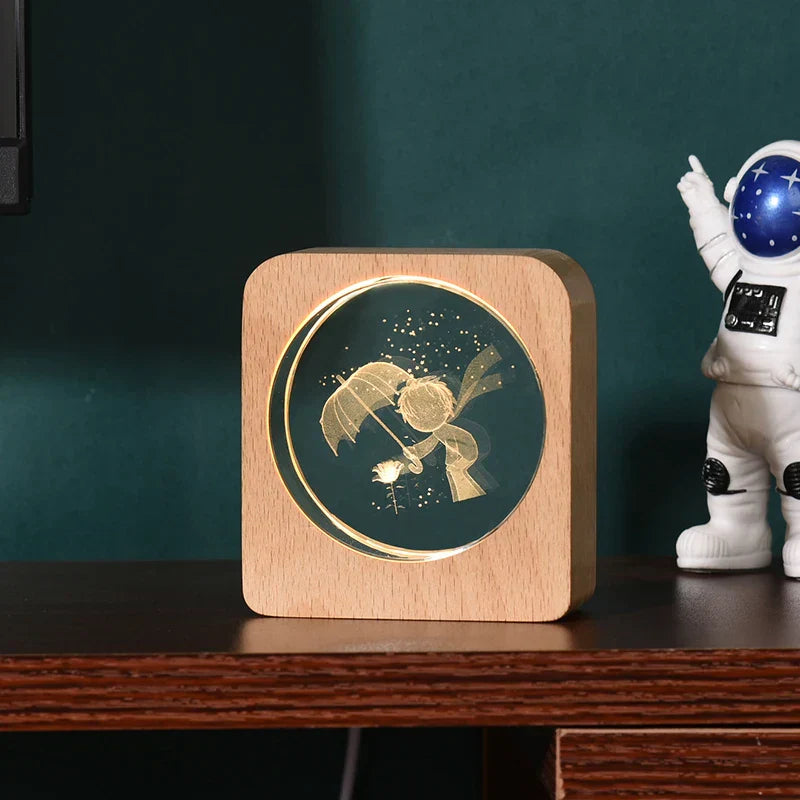 LumiWood - 3D Wooden Night Light with Engraving and Warm LED Lighting