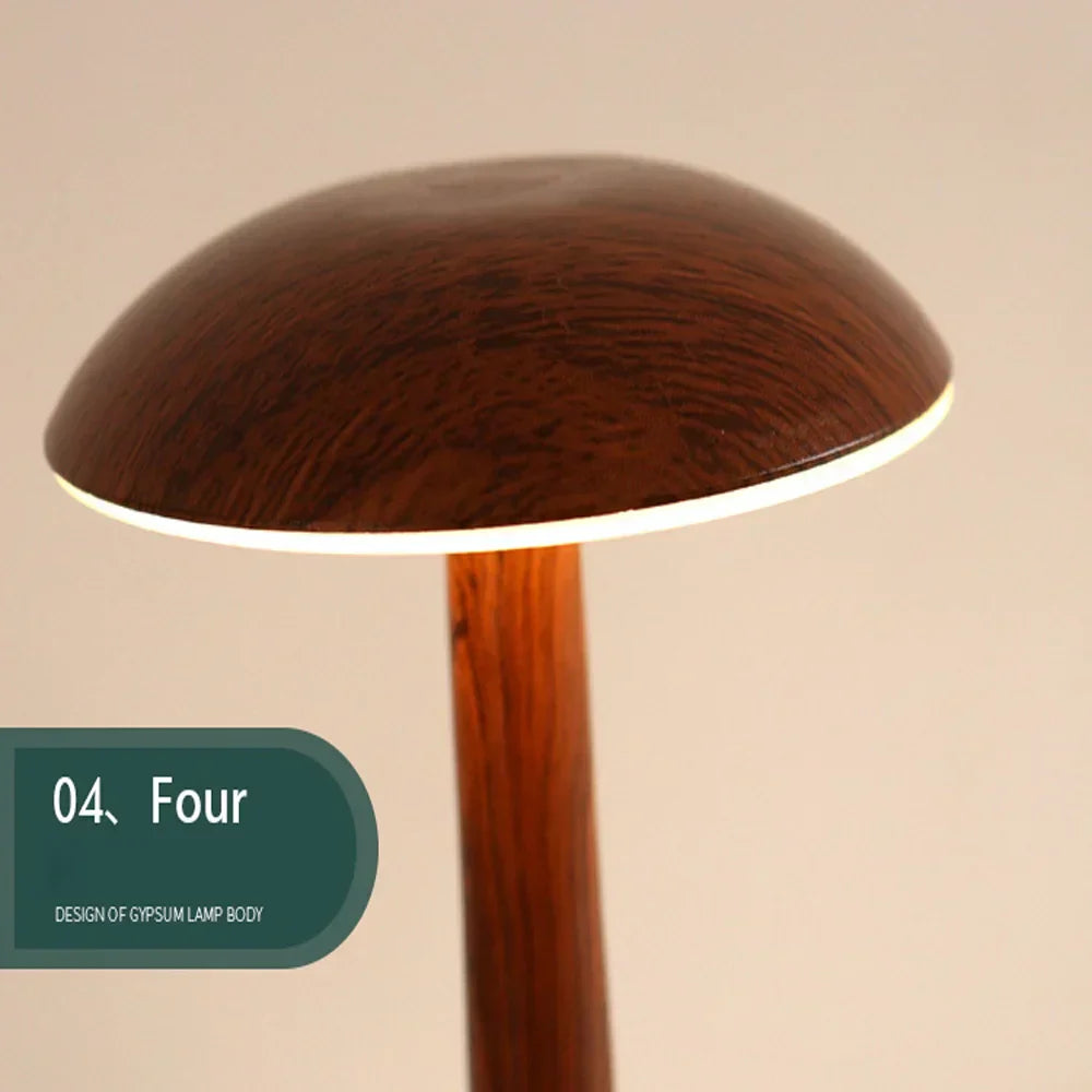 LumaWood - Rechargeable LED Table Lamp with Wooden Design, Dimmable and Wireless